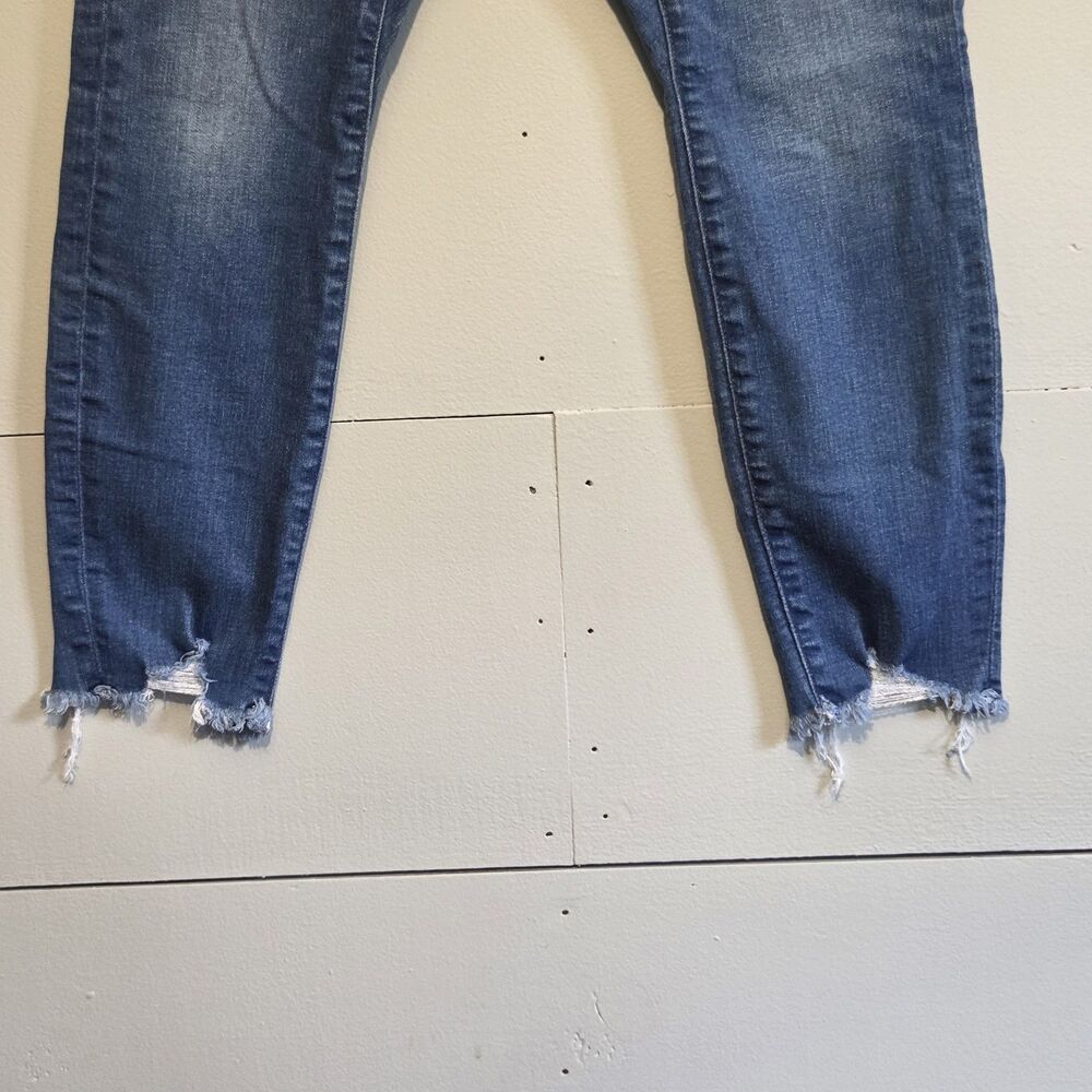 LOFT Skinny Slim High Rise Blue Medium Wash Distressed 5-Pocket Denim Women 29P - Picture 3 of 9